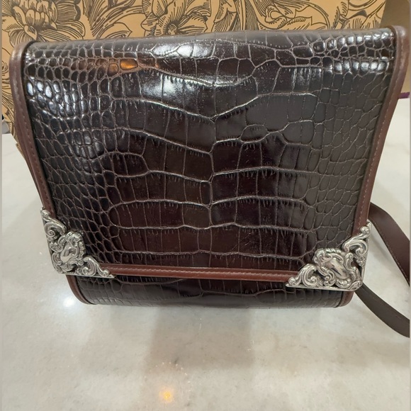 Brighton Handbags - Vintage Brighton Brown Leather Alligator Embossed Crossbody Handbag Purse